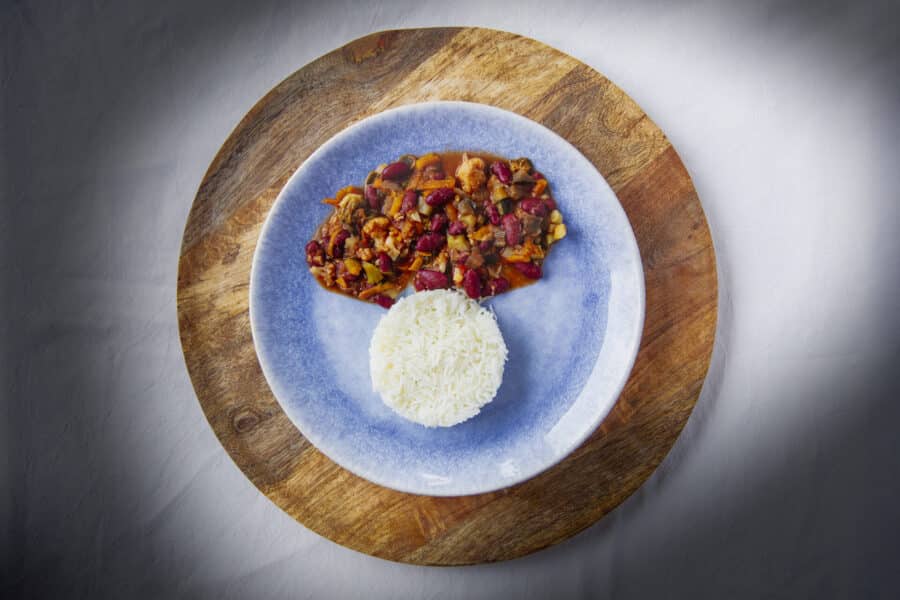 Chili Vegetariano com Arroz Basmati