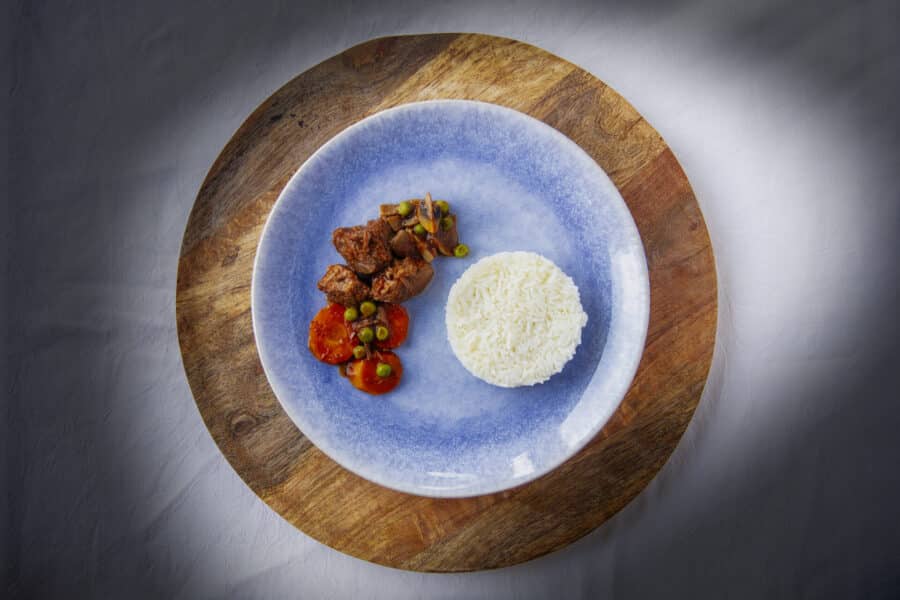 Vitela com legumes e Arroz Basmati
